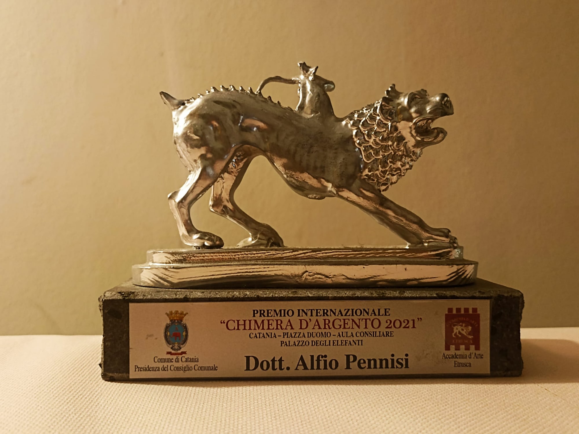 Il premio internazionale «Chimera d'Argento» 2021, conferito a Catania